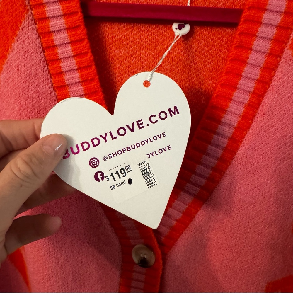 Buddy Love Vibrant Pink and Orange Cardigan NWT** - Picture 5 of 9